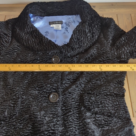 Retro Black Wool Blend Faux Persian Lambswool Short Coat Formal Dressy - Picture 7 of 15